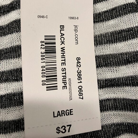 A.N.A. Striped Black & White Button Down Lightweight Tunic Top Size Large NWT - Picture 5 of 8